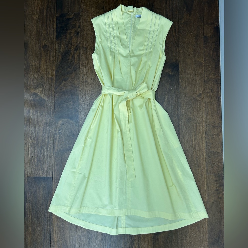NWOT Peserico Cotton Dress with silver embroidery. Size 40. Yellow.